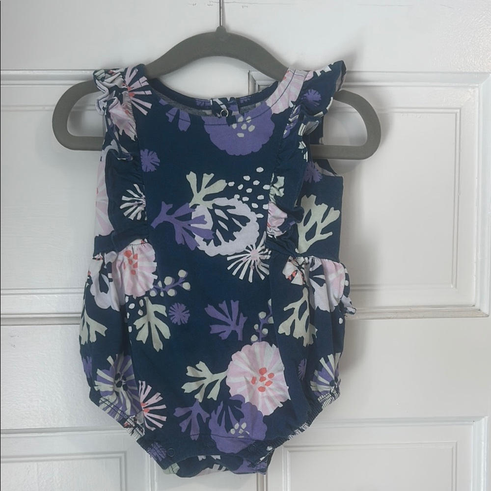 Tea Collection Floral Bodysuit - Navy and Lavender
